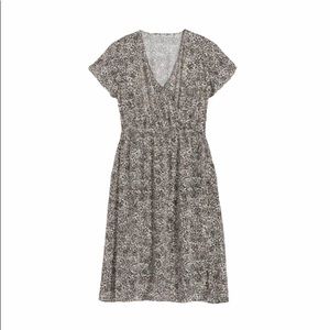Soft-Woven Wrap-Front Fit & Flare Midi Dress